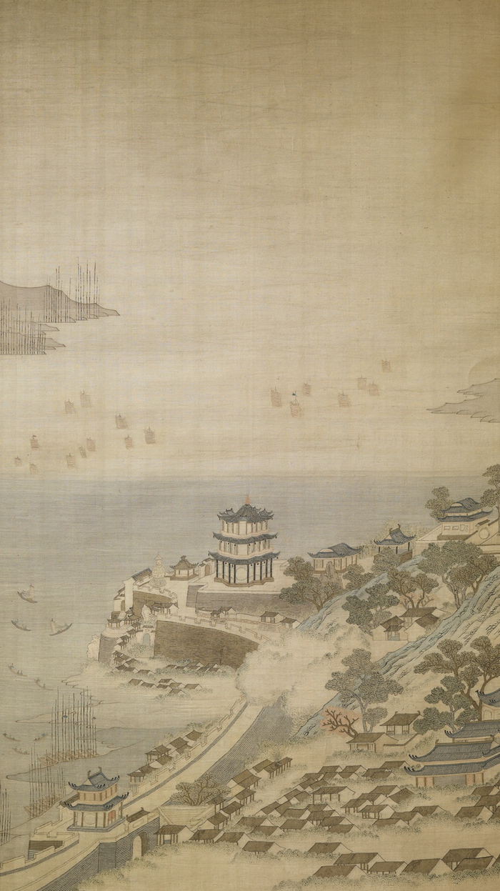 图10 清 缂丝《黄鹤楼图》，上海博物馆藏