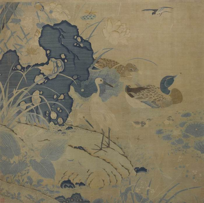 图3  南宋 朱克柔 缂丝《莲塘乳鸭图》，上海博物馆馆藏 