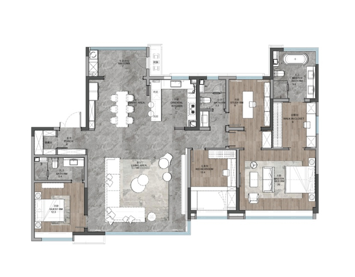 （约230㎡户型图，龙湖供图，央广网发）