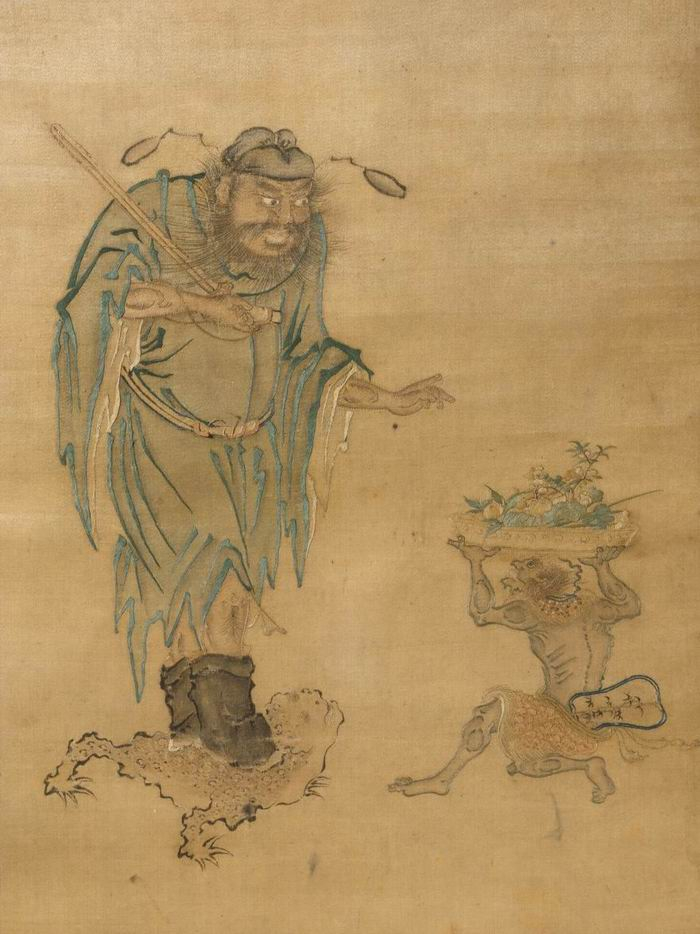 图6 明晚期 顾绣《钟馗像》局部，上海博物馆