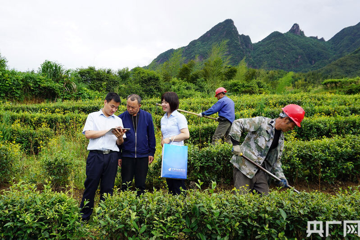 邮储银行铅山县支行工作人员主动上门提供金融服务（央广网发 饶梦婷 摄）