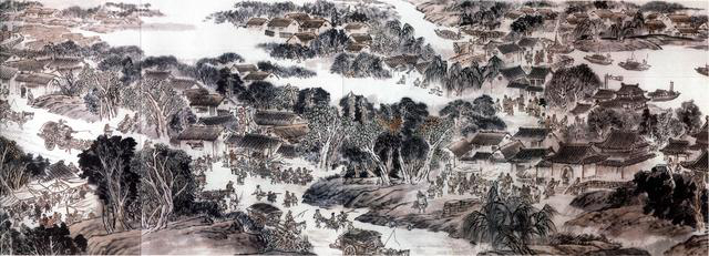 图为《古运回望图》分段画卷——东郊（朝阳）二闸篇