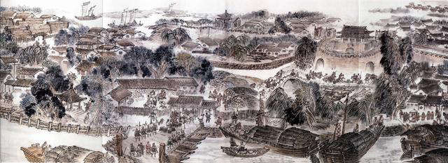 图为《古运回望图》分段画卷——东郊（朝阳）二闸篇