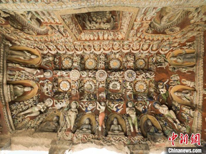 云冈石窟第12窟“音乐窟”里的造像。　云冈研究院供图