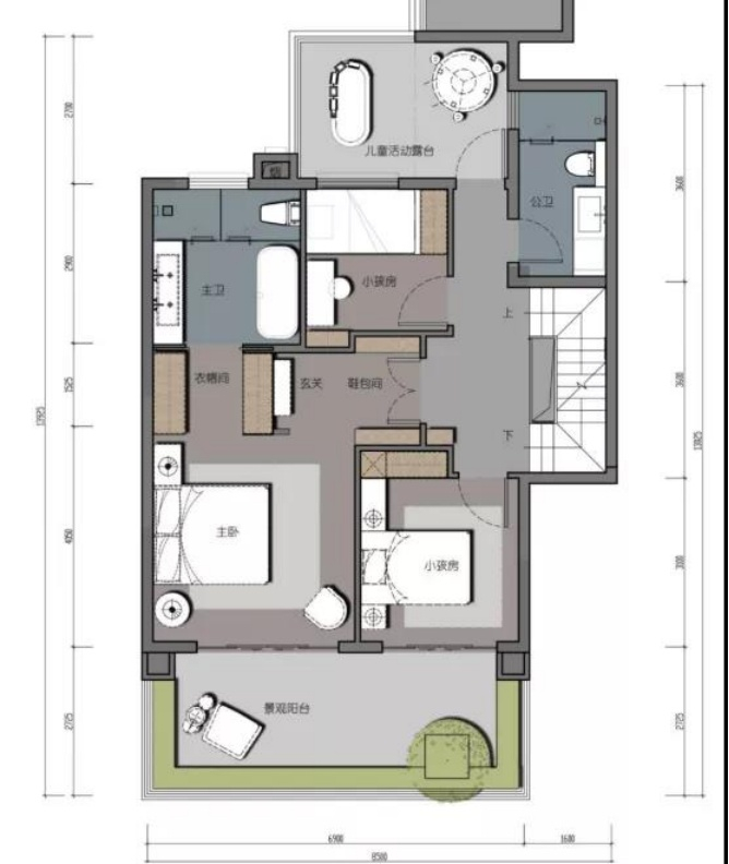 （半山小院J1顶墅户型六层户型图，中海半山壹号供图，央广网发） 