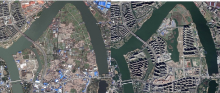 （湾头片区改造前后对比图，华润置地供图，央广网发）