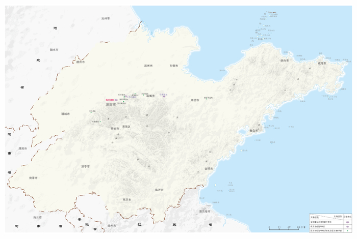 后李文化主要遗址分布示意图