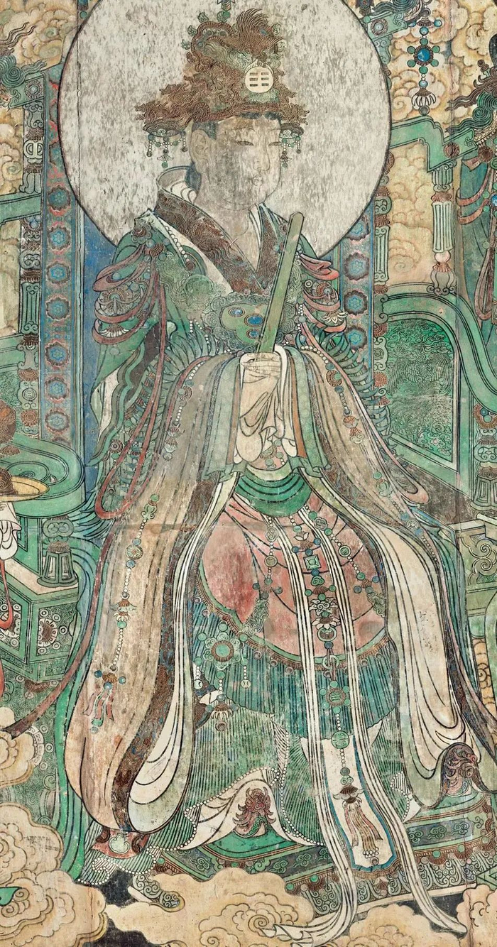 永乐宫西壁《朝元图》白玉龟台九灵太真金母元君（西王母）