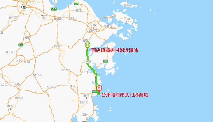 两地直线距离约100公里。图片来源百度地图