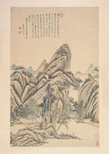 清王原祁设色山水图轴。　沈阳故宫供图