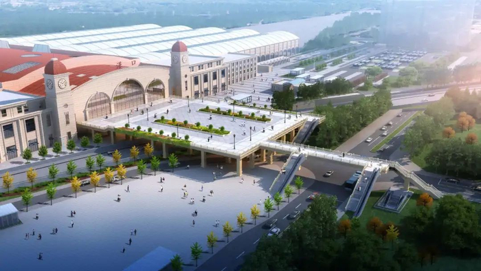 汉口火车站北广场鸟瞰效果图