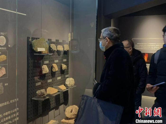 图为观众正在欣赏湖北地质博物馆的藏品 武一力 摄