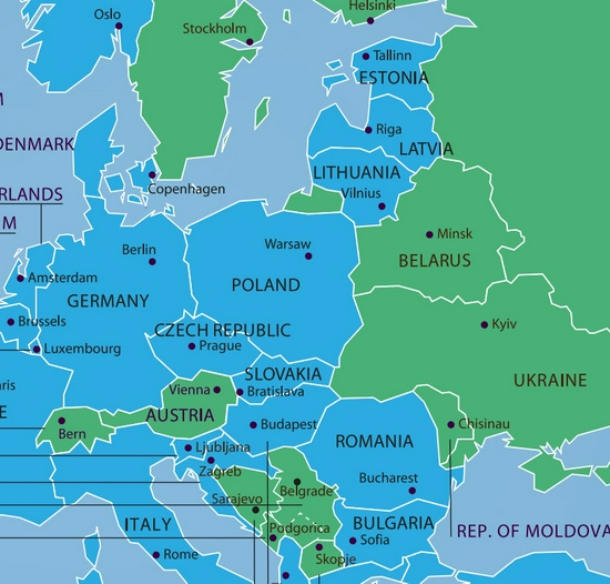 蓝色为北约成员国&nbsp;