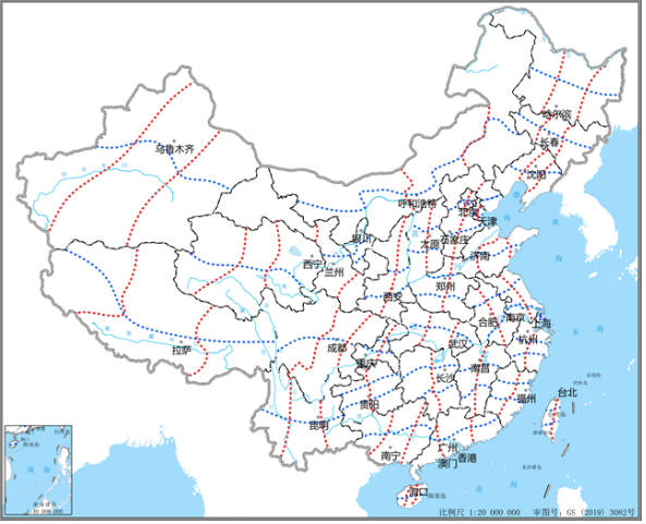 中国陆地气象地理三级地区区划图