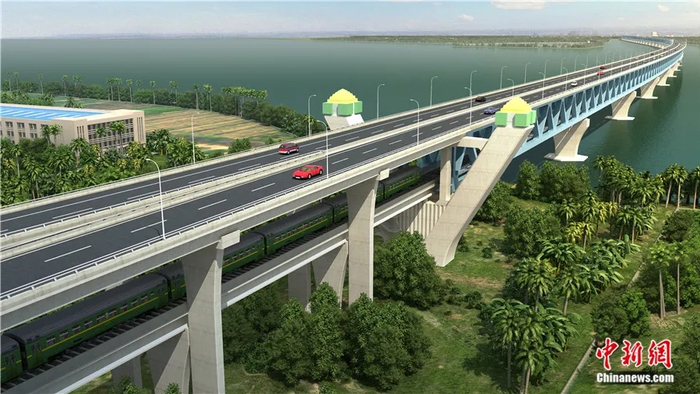 孟加拉国帕德玛大桥效果图 中新社发 中铁大桥院供图