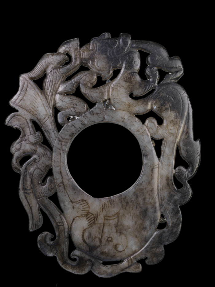 汉  羽人拜螭纹玉珮