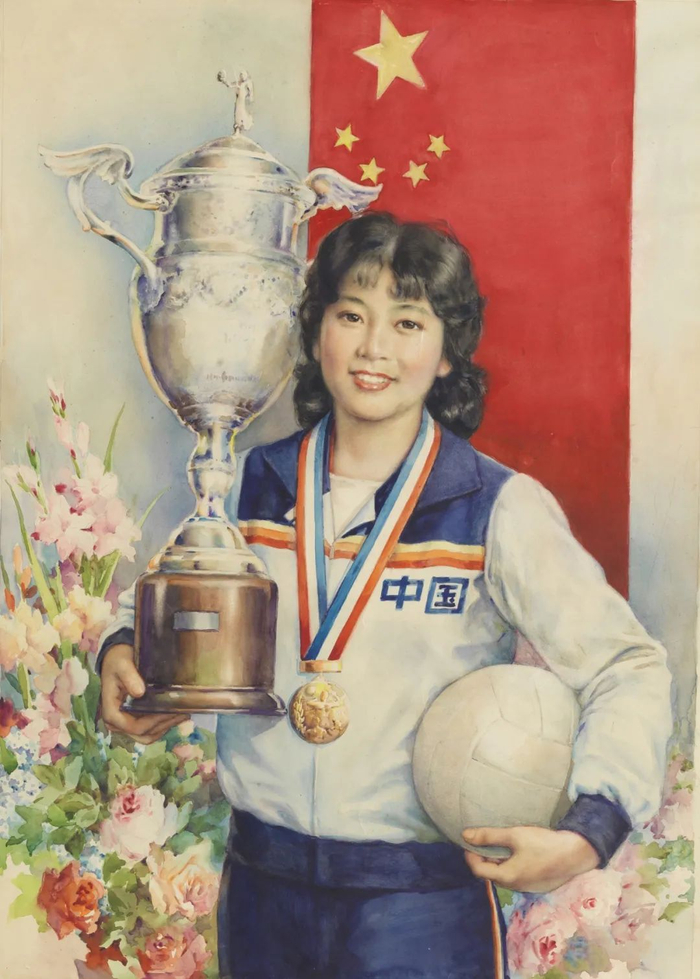 女排夺魁 李慕白、金雪尘 年画 70×49.5cm 1983年 中国美术馆藏