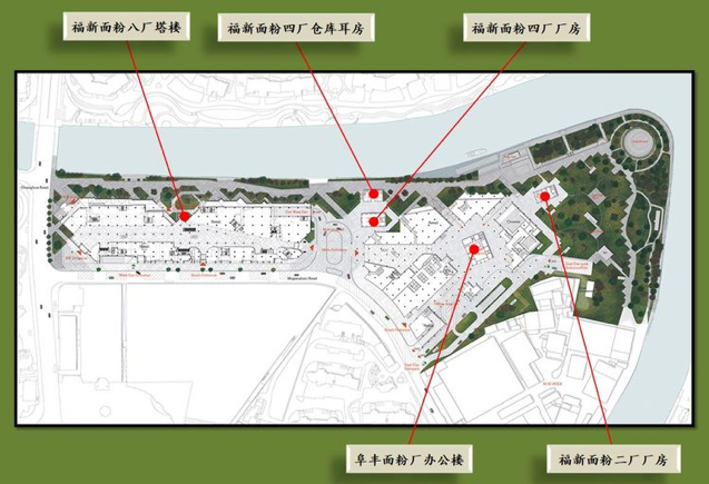 几栋历史保护建筑都被融入新项目中。作者根据网络图片标注