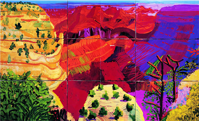 科罗拉多大峡谷，9张布面油画习作，霍克尼，1998年