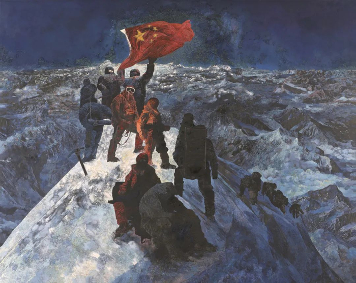 征服珠峰 冯杰 油画 296×376cm 2009年 中国美术馆藏