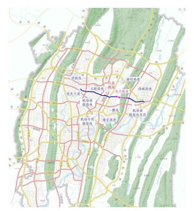  龙兴隧道周边骨架道路规划图