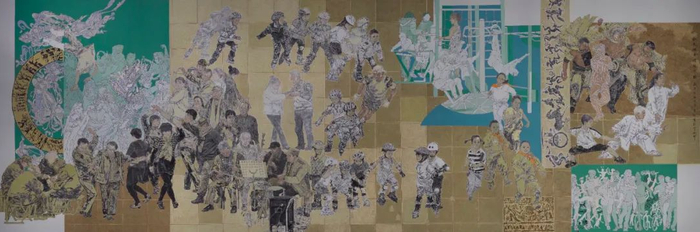 全民健身律动中国 李宏钧 中国画213×631cm 2019年 中国美术馆藏