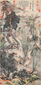 明代李士达绘《岁朝村庆图》