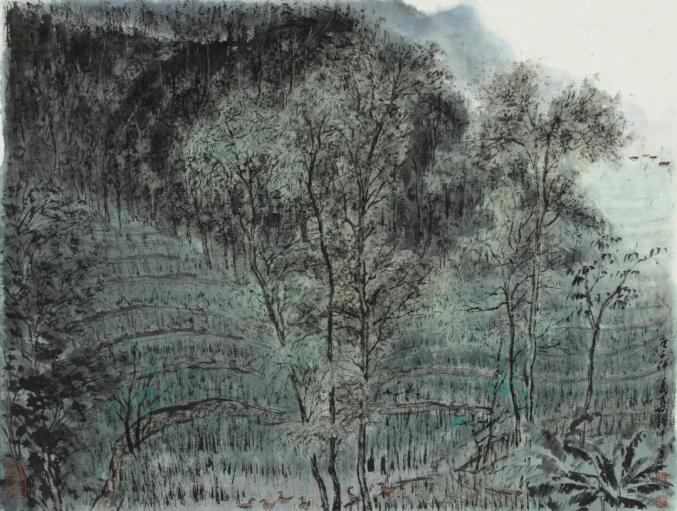 叶茂中，《半片浮云翳日光》，纸本设色，34×45cm，2020