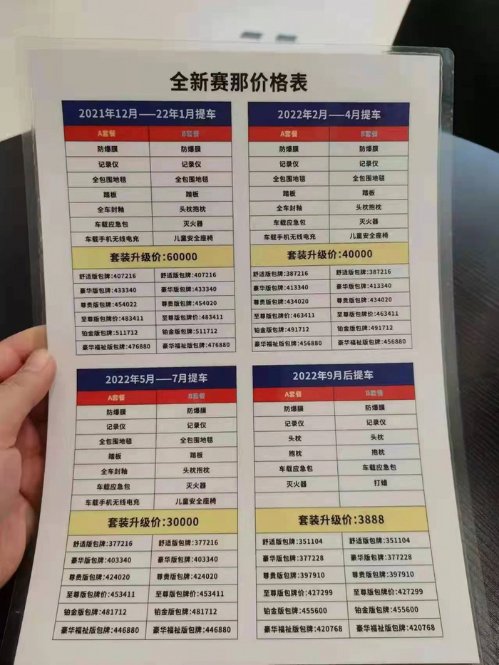 网传的加价表   图片来源 网络