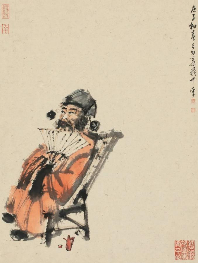 叶茂中，《钟馗摇扇》，纸本设色，45×34cm，2020