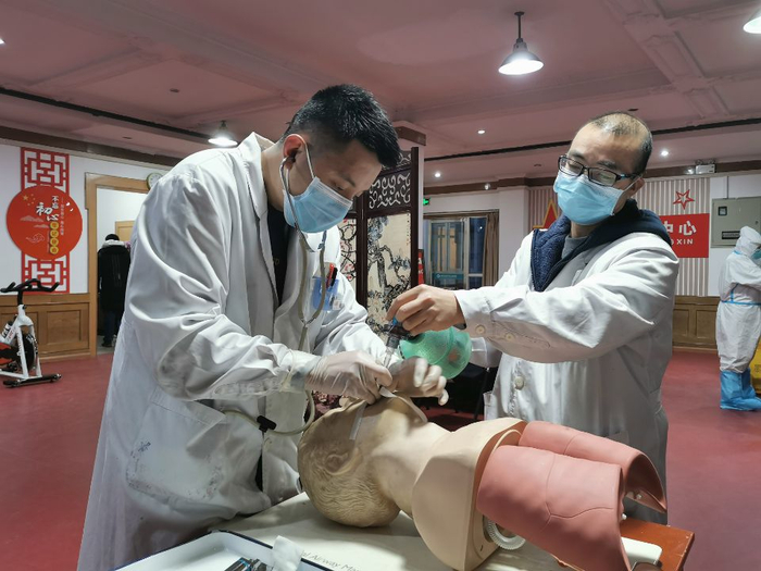 ▲考核前的训练