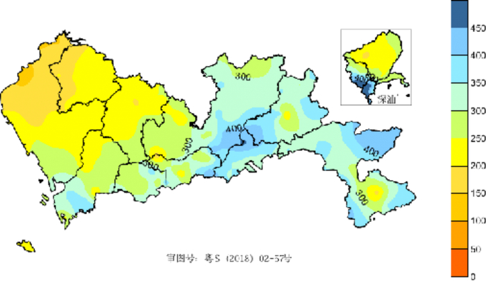 图4：“狮子山”期间（10月8-10日）全市累计雨量分布图（单位：毫米）