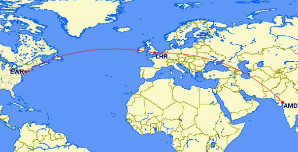 印度航空AI171航班飞行线路图（图片源自网络）