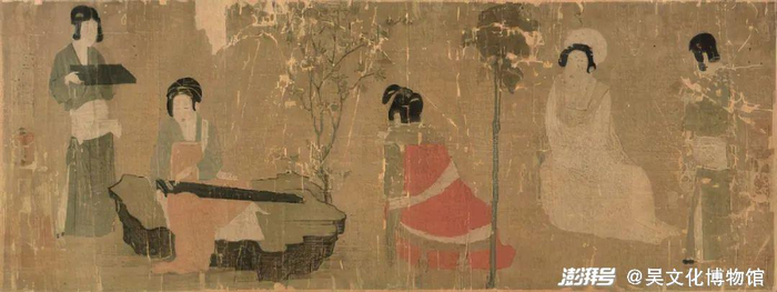 唐 周昉《调琴啜茗图卷》，台北故宫博物院收藏