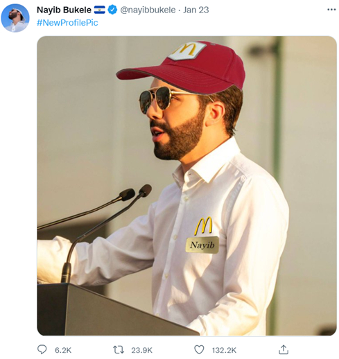萨尔瓦多总统纳伊布·布克尔@nayibbukele推特账号截图
