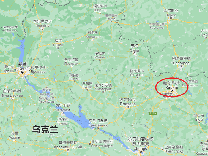 哈尔科夫实际位置。