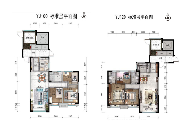 碧桂园文启城YJ100、YJ120户型图