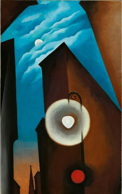 乔治亚·欧姬芙，《月光下的纽约街道》，布面油画，1925，122x77cm