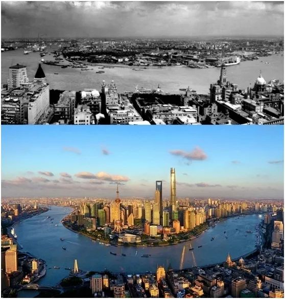 1990年（上）和2020年的浦东（图片来源：上海市外事办公室）