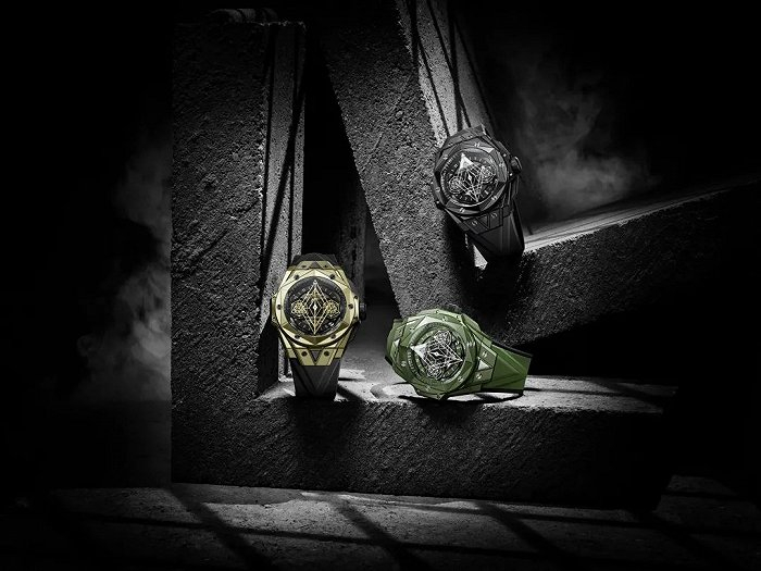 上图：宇舶表 Big Bang Sang Bleu II 刺青腕表