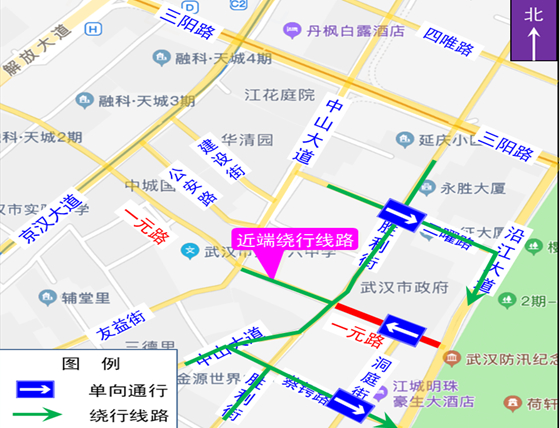 由西向东方向车辆近端绕行线路