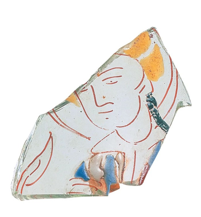 珐琅彩玻璃片，叙利亚，伊斯兰时期，公元13-14世纪