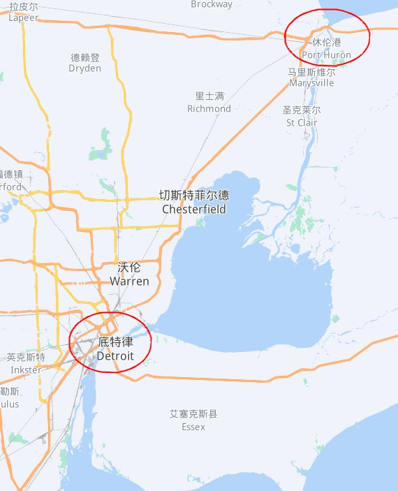 大使桥被堵后，司机们不得不改道休伦港