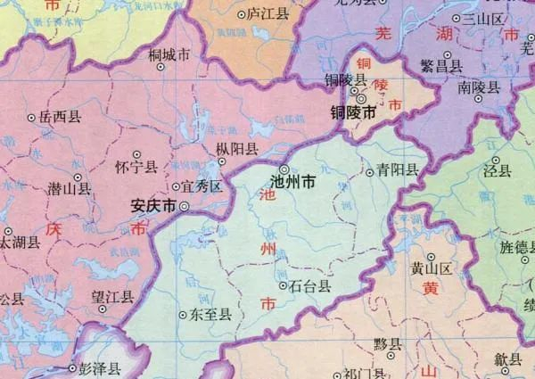 枞阳县划给铜陵之前的区划图