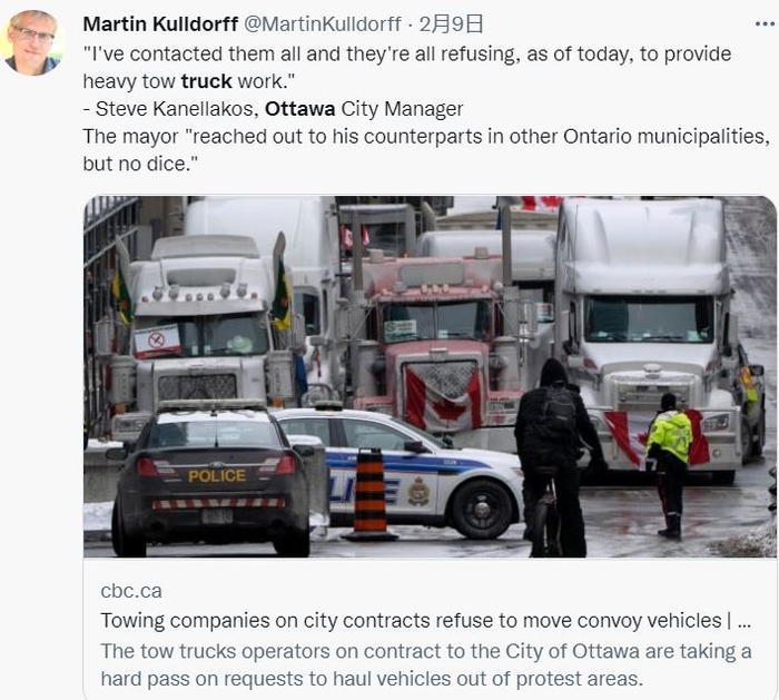 渥太华抗议持续。图片来源：Twitter