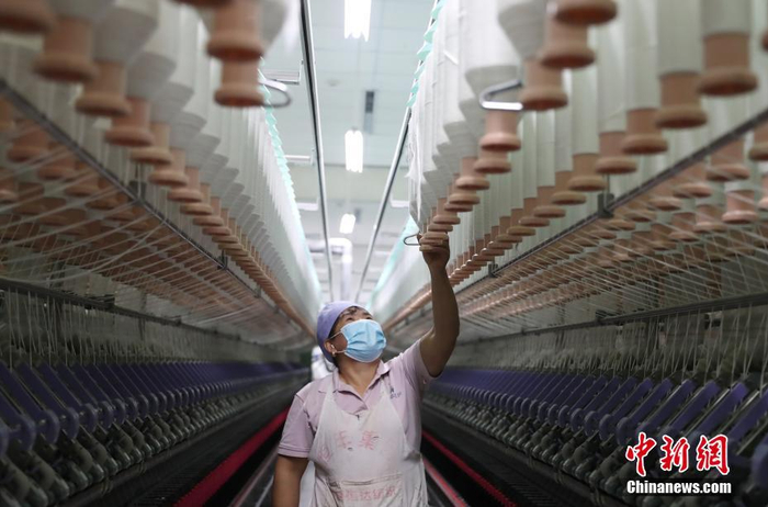 资料图：某企业工作人员车间的生产线上忙碌。 中新社记者 于晶 摄