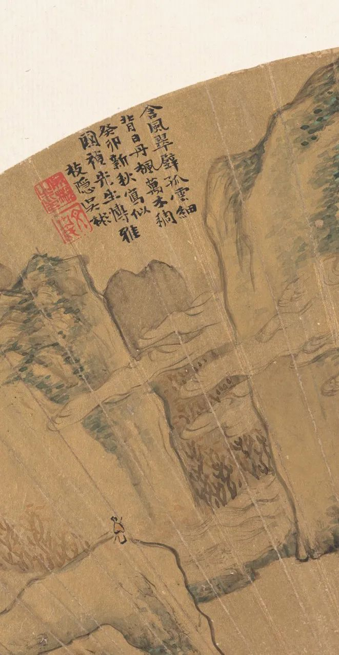 明 吴彬 翠壁丹枫 扇（局部）