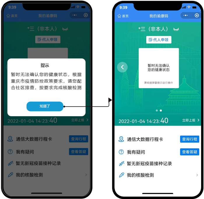 弹窗效果示意图 重庆市大数据应用发展管理局供图