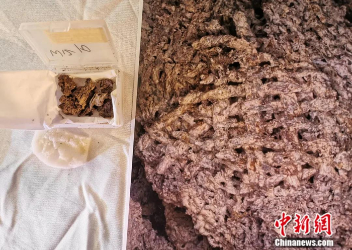 郑州市荥阳仰韶文化遗址发现的丝织物，经研究证实，是目前中国发现的最早的丝织品。中新社记者 韩章云 摄