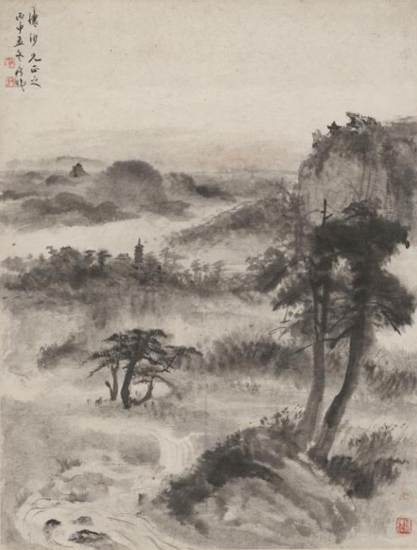 钱瘦铁，《山水》，73x55.5cm 1956年